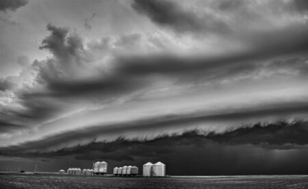 Prairie Storm Canada summer rural major structure Saskatchewanの写真素材