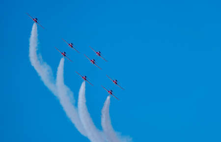 Snowbirds Acrobatic Flight Team flying in Moose Jaw Saskatchewanの写真素材