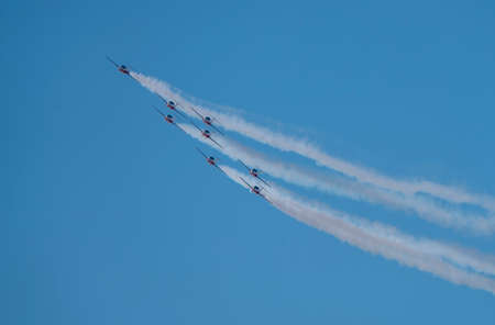 Snowbirds Acrobatic Flight Team flying in Moose Jaw Saskatchewanの写真素材