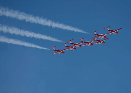 Snowbirds Acrobatic Flight Team flying in Moose Jaw Saskatchewanの写真素材