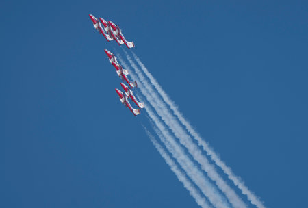 Snowbirds Acrobatic Flight Team flying in Moose Jaw Saskatchewanの写真素材
