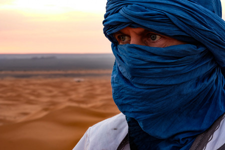 Berber man with blue eyesの写真素材