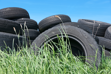 Dispose of used tires illegallyの写真素材