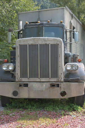 Front view of an old American truckの写真素材