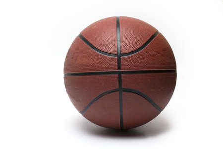 Close up of brown red basketball on white background