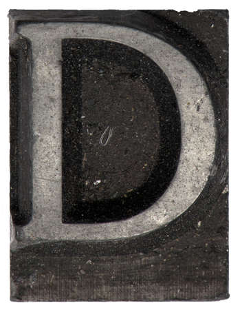 on white background letterpress typeset vintage retro macro close up lead letter r from print shopの写真素材
