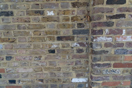 Facade evenly laid stones brick wall ashlar rails different colored as background concept for bricks walls, old buildings and bricksの写真素材
