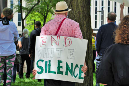 Dayton, Ohio, United States 05/30/2020 protesters at a black lives matter rally holding signs and wearing masksのeditorial素材