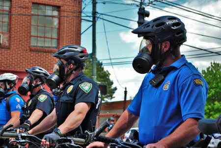 Dayton, Ohio United States 05/30/2020 police officers controlling the crowd at a black lives matter protest marchのeditorial素材