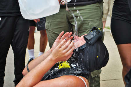 Dayton, Ohio, United States 05/30/2020 protesters at a black lives matter rally after being sprayed with OC pepper sprayのeditorial素材