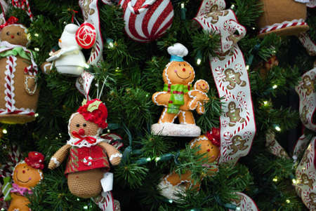 Christmas tree scene background with lights and ornaments