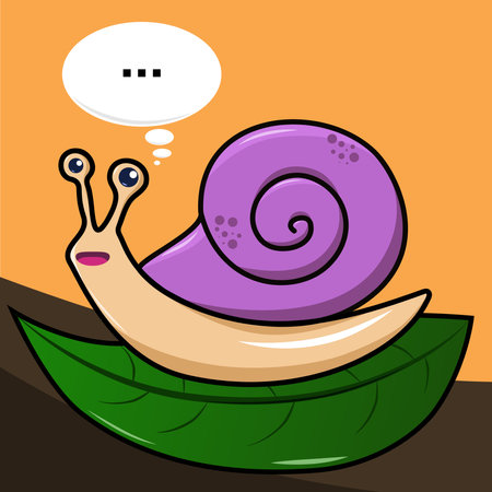 Snail with speech bubble. Vector illustration of a cartoon snail.のイラスト素材