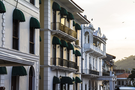 Old renovated buildings in Casco Viejo, Panama Cityの写真素材