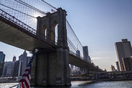 Bridge to Manhattan, seen from the riverの写真素材