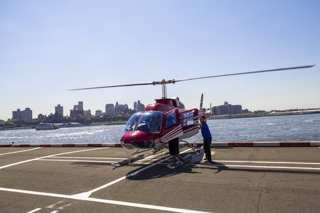 New York Helicopter on landing field after landingのeditorial素材