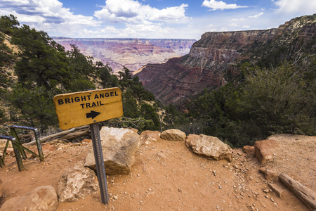 View on the bright Angel Trail landscape inside Grand Canyonの写真素材