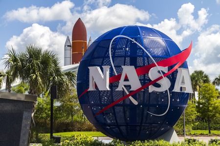 NASA Kennedy Space Center Entrance in Floridaのeditorial素材