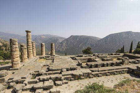 Ancient temples of Delphi on the countryside of Greeceの写真素材