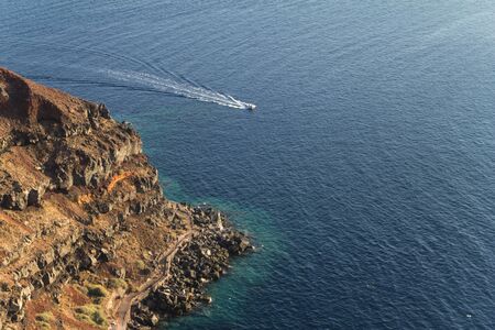 Cliff coast of the town of Oia in Santorini, Greeceの写真素材