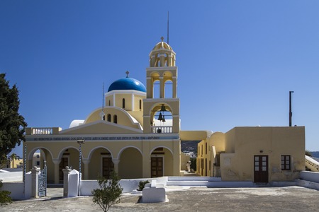 Cycladic church on Santorini Island in Greeceの写真素材
