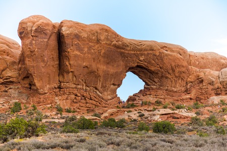 Stone window in Arches National Park, Utah, USAの写真素材