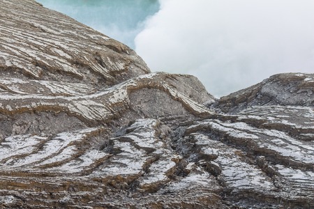 Sulfur gases on Ijen volcano in Java, Indonesiaの写真素材