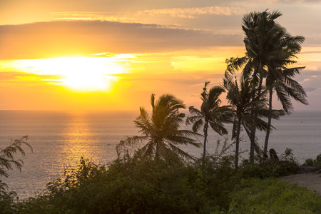 Sunset on view point in Lombok, Indonesiaの写真素材