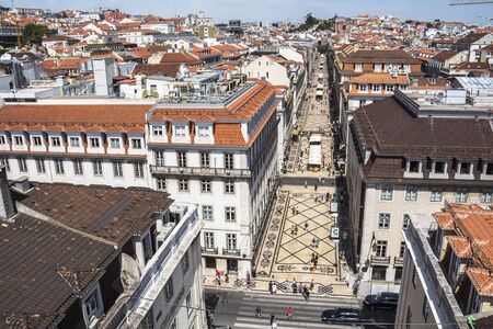 View on central street of Lisbon from above, Portugal