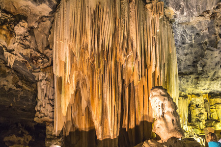 Huge stalagmites inside Cango Caves in Karoo desert, South Africaの写真素材