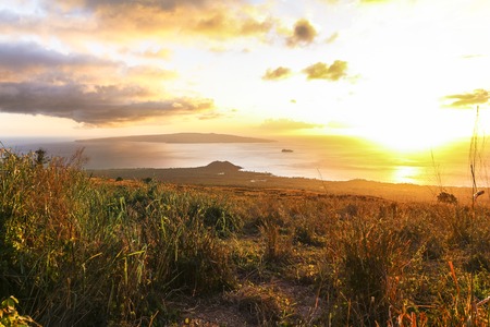 Beautiful sunset on south coastal road, Maui, Hawaii
