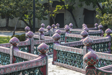 Walkway on temple in ancient city near Bangkokの写真素材