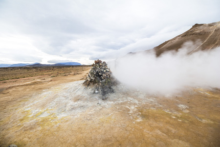 Hot water steam on Hverir, myvatn, Iceland