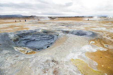 Colorful mud pools at Hverir, myvatn, Iceland