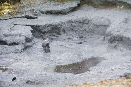 Geothermic activity in mud pools of Hverir, Icelandの写真素材