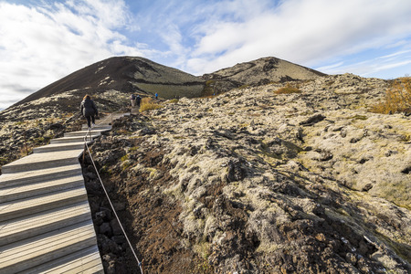 Grabrok volcano crater, ring road, Icelandの写真素材