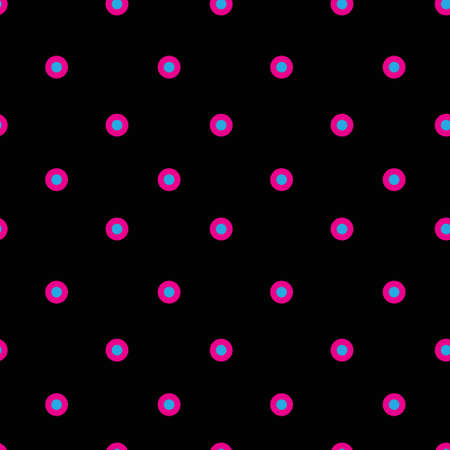 Pink blue polka dot pattern on black background for cards, party pack, textile, cloth printingのイラスト素材