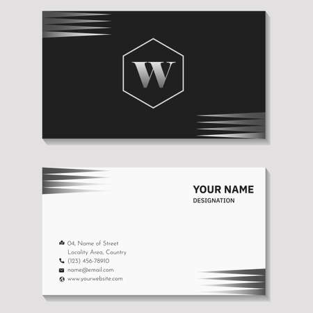 Minimal wavy gray slate color horizontal business card, name card, visiting card as office stationeryのイラスト素材