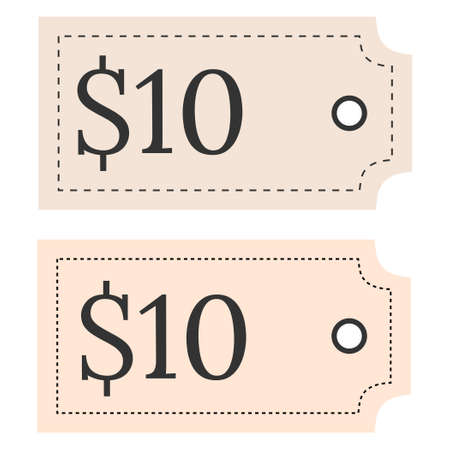 Set of sale tags and labels, template shopping labels, discount and price tags on paper and leather with stiching, special offerのイラスト素材