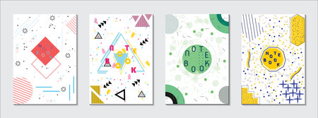 Set of retro styled geometric shaped templateのイラスト素材