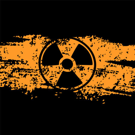 Grunge Radiation Warning Sign Background. Old Radioactive Toxic Danger Hazard Symbolのイラスト素材