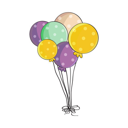 Bunch Of Dotted Birthday Balloonsのイラスト素材