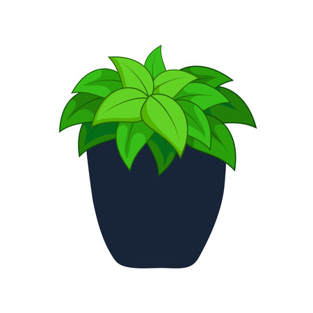 Green Potted Plant Icon Vector Illustrationのイラスト素材