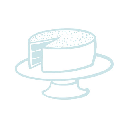 Big Cake On A Stand With A Slice Cut Out Doodle Iconのイラスト素材