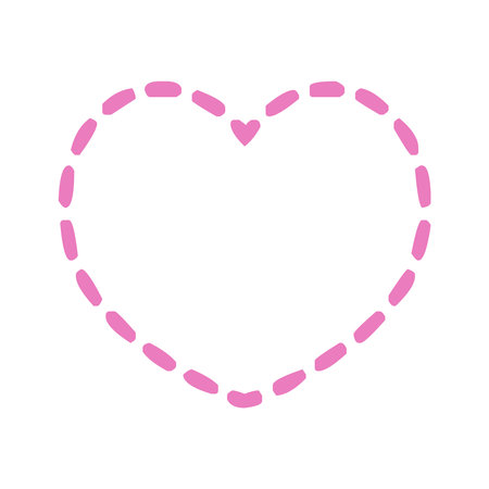 Pink Dashed Bordered Heart Frameのイラスト素材