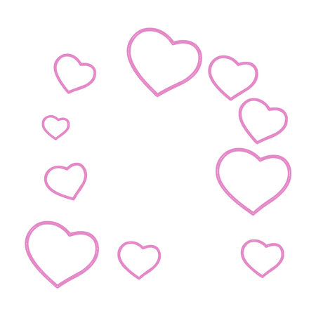 Pink Line Hearts Design Elementのイラスト素材