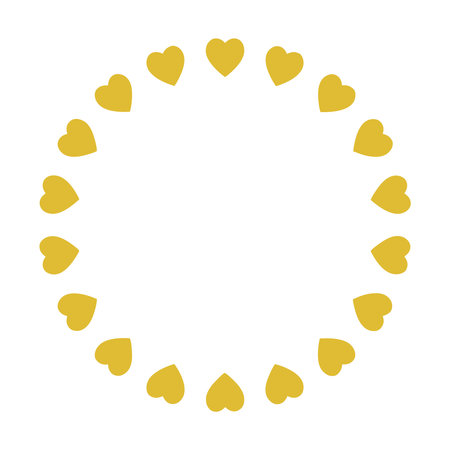Golden Round Heart Frameのイラスト素材