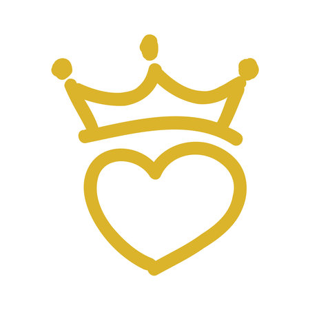 Golden Doodle Crown Heart Line Iconのイラスト素材