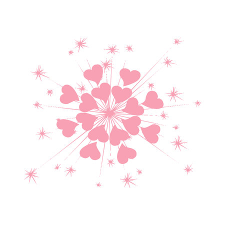 Pink Fireworks Heart Vector Illustrationのイラスト素材