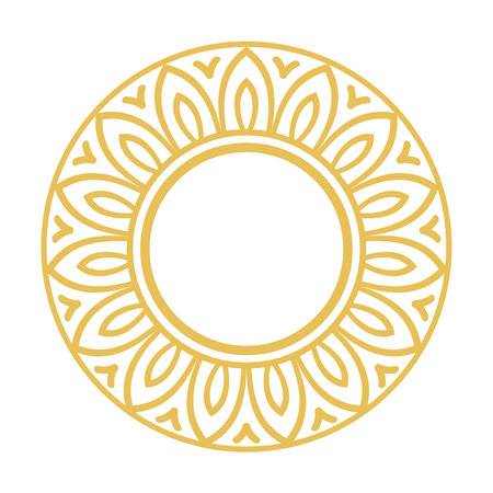 Golden Floral Mandala Style Ornamental Round Frameのイラスト素材