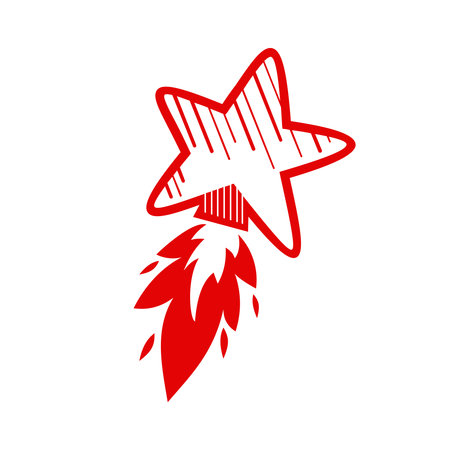 Red Fiery Shooting Star Iconのイラスト素材
